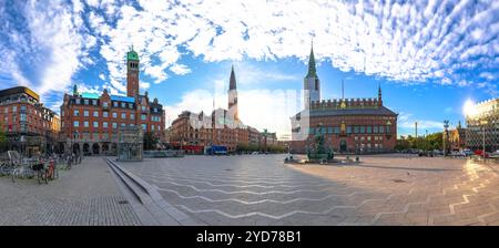 Rathausplatz Radhuspladsen im Zentrum von Kopenhagen Panoramablick Stockfoto