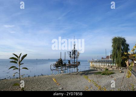 Kunstwerk Klangschiff in Friedrichshafen am Bodensee Stockfoto