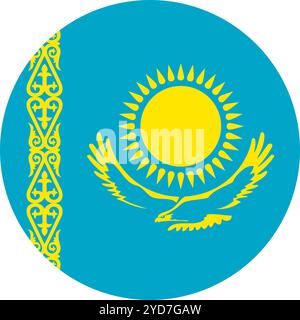 Kasachstan Kreisflagge, Kreisflagge von Kasachstan, Vektorbilder Stock Vektor