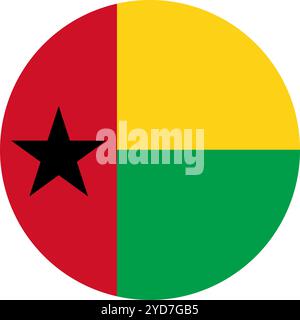 Guinea-Bissau Kreisflagge, Kreisflagge von Guinea-Bissau, Vektorbilder Stock Vektor