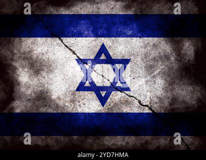Israel-Flagge aus Textur. Konzeptabbildung zur Darstellung des Konflikts zwischen Palästina und mir Stockfoto