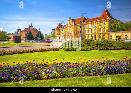 Zagreb. Blick auf die malerische Architektur des Platzes der Republik Kroatien Stockfoto