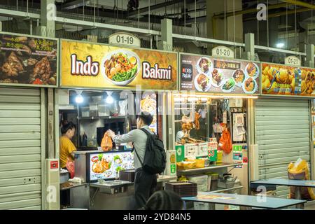 Amoy Street Food Centre chinatown Singapore Food Court, Indo Bakmi Food Stand Stockfoto