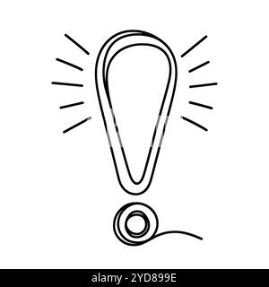 Kontinuierliche lineare Zeichnung des Ausrufezeichens. Einzeilige Zeichnung eines Ausrufezeichens. Ausrufezeichen in einer Zeile. Vektorabbildung. Stock Vektor