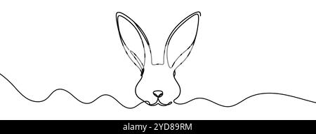 Kontinuierliche Linienzeichnung des Kaninchens. Eine Linienzeichnung eines Kaninchens. Vektorabbildung. Stock Vektor