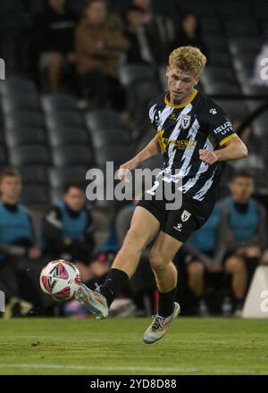 Leumeah, Australien. Oktober 2024. Jed Drew vom Macarthur FC wurde 2024-25 beim 2. Spiel der Isuzu UTE A-League zwischen Macarthur FC und Newcastle Jets FC im Campbelltown Stadium in Leumeah gezeigt. Endpunktzahl: Macarthur 1: 2 Newcastle Jets. (Foto: Luis Veniegra/SOPA Images/SIPA USA) Credit: SIPA USA/Alamy Live News Stockfoto