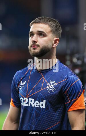 Nicolas Raskin, professioneller Fußballspieler, spielt derzeit für den Rangers FC. Bild, das während eines Trainings und einer Vorbereitungssitzung aufgenommen wurde. Stockfoto