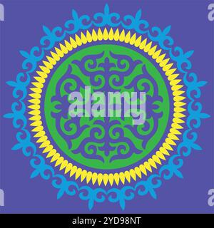 Ethnischen Mustern. Traditionen der Nomaden, kasachischen Steppen, Asiatische mongolische Kaukasus Stock Vektor