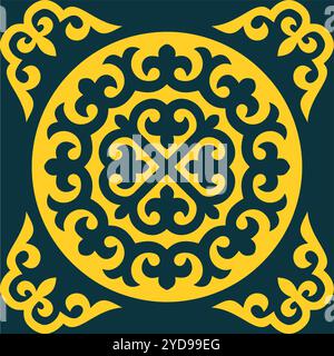 Ethnischen Mustern. Traditionen der Nomaden, kasachischen Steppen, Asiatische mongolische Kaukasus Stock Vektor