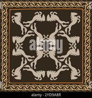 Ethnischen Mustern. Traditionen der Nomaden, kasachischen Steppen, Asiatische mongolische Kaukasus Stock Vektor