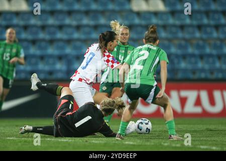 Varazdin, Kroatien. Oktober 2024. Das erste Qualifikationsspiel für die Fußball-Europameisterschaft der Frauen zwischen Kroatien und Nordirland im Andjelko Herjavec-Stadion in Varazdin, Kroatien, am 25. Oktober 2024. Foto: Luka Batelic/PIXSELL Credit: Pixsell/Alamy Live News Stockfoto