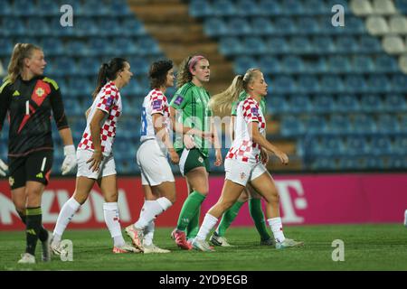 Varazdin, Kroatien. Oktober 2024. Das erste Qualifikationsspiel für die Fußball-Europameisterschaft der Frauen zwischen Kroatien und Nordirland im Andjelko Herjavec-Stadion in Varazdin, Kroatien, am 25. Oktober 2024. Foto: Luka Batelic/PIXSELL Credit: Pixsell/Alamy Live News Stockfoto