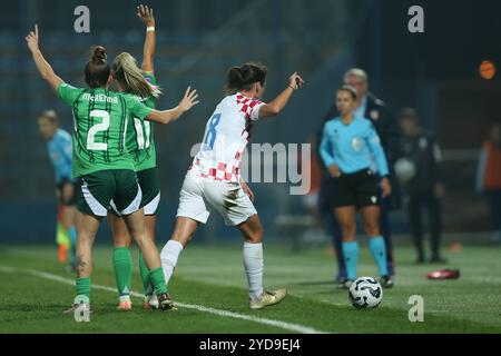 Varazdin, Kroatien. Oktober 2024. Erstes Spiel der Zusatzqualifikation für die Fußball-Europameisterschaft der Frauen zwischen Kroatien und Nordirland im Andjelko Herjavec-Stadion in Varazdin, Kroatien, am 25. Oktober 2024. Foto: Luka Batelic/PIXSELL Credit: Pixsell/Alamy Live News Stockfoto