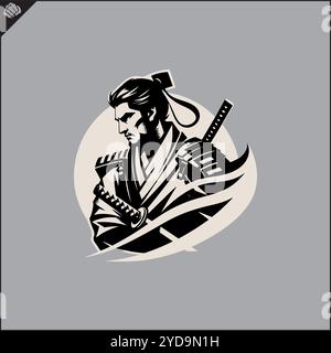 Samurai. Japan-Krieger mit Katana-Sward. Grafisches Logo. Vektor-EPS Stock Vektor