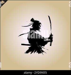 Samurai. Japan-Krieger mit Katana-Sward. Grafisches Logo. Vektor-EPS Stock Vektor