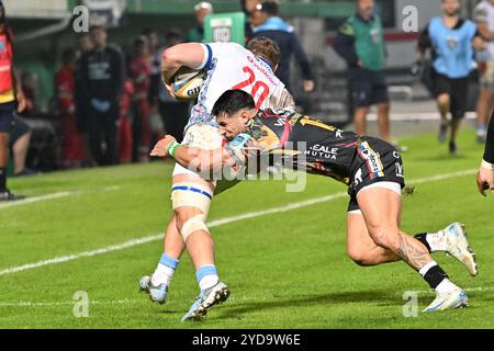 Spielaktionen und Spielbilder während des Spiels zwischen Benetton Rugby und Vodacom Bulls im Monigo Stadium - 25. Oktober 2024, während der United Rugby Championship 2024/2025 während Benetton Rugby vs Vodacom Bulls, United Rugby Championship Match in Treviso, Italien, 25. Oktober 2024 Stockfoto