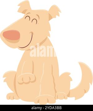 Zeichentrickillustration einer lustigen beigen zotteligen Hundetierfigur Stock Vektor