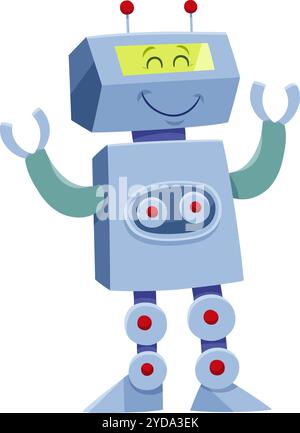 Comic-Illustration einer lustigen Roboter-Fantasy-Figur Stock Vektor