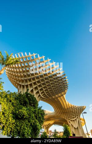 Pilzförmiges Metropol Parasol (Las Setas) Dach des Mercado de la Encarnacion (Encarnacion Markt), Sevilla, Andalusien, Spanien. Stockfoto