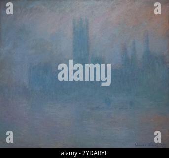 Claude Monet Malerei, die Häuser des Parlaments im Nebel. 1903; Themse, London, England. Impressionistische Malerei, 1900er Jahre; Stockfoto