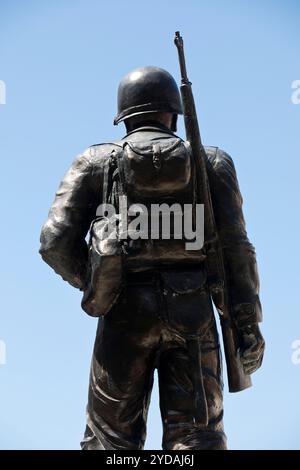 GI Soldat von hinten, Befreiungsdenkmal von Frank Kieffer Asselborn, Clervaux, Luxemburg, Europa Stockfoto