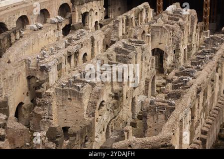 Foto von den Ruinen des Kolosseums oder Kolosseums, auch bekannt als Flavisches Amphitheater, ein ovales Amphitheater im Zentrum der Stadt Ro Stockfoto