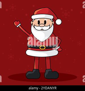 Der Weihnachtsmann winkt fröhlich im Weihnachtsstil, Vector Stock Vektor