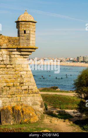 Fort von São Francisco Xavier oder Castelo do Queijo am Fluss Douro, Porto, Portugal. Stockfoto