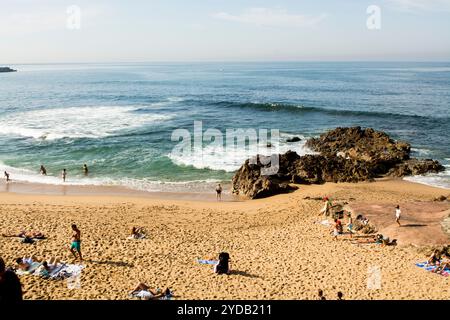 Praia de Castelo do Queijo (Käsestrand) in der Nähe von Saint Francis Xavier Fort (Castelo do Queijo, Porto, Portugal. Stockfoto