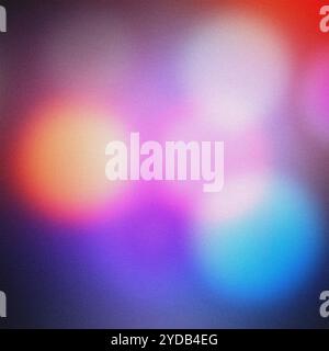Farbenfroher, körniger Hintergrund mit verschwommenen Bokeh-Lichtern Stockfoto