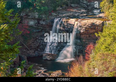 Blackwater Falls entlang des Blackwater River im Blackwater Falls State Park. Blick vom Aussichtspunkt blackwater Falls. Davis. West Virginia. USA Stockfoto