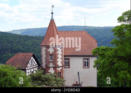 Das Haus des Kommandanten der Burg in Dilsberg Stockfoto