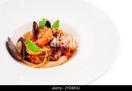 Pescatore Tomatensauce Nudeln mit Meeresfrüchten Stockfoto