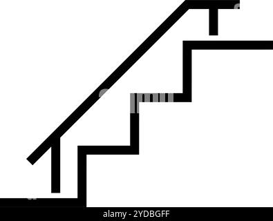 Einfache Treppe mit Handlauf-Symbol. Editierbarer Vektor. Stock Vektor