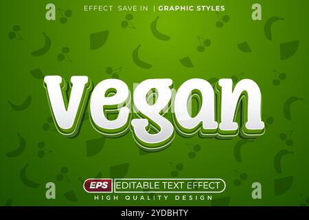 Editierbarer 3D-Texteffekt vegan Stock Vektor