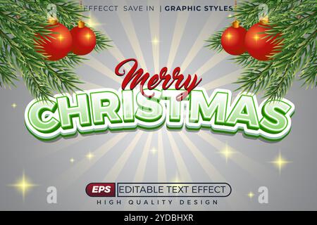 Bearbeitbarer 3D-Texteffekt Frohe weihnachten Stock Vektor