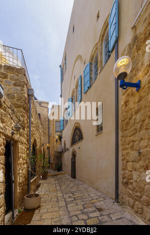 Blick auf eine typische Gasse in der Altstadt von Jaffa, heute Teil von Tel-Aviv-Yafo, Israel Stockfoto