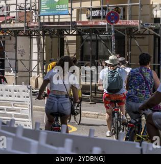 Baustellen und Absperrungen, Oranienburger Straße, Berlin-Mitte, Deutschland, Europa Stockfoto