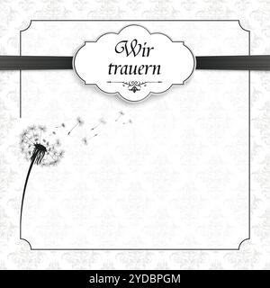 Deutscher Text Wir trauern, übersetzen Wir trauern. EPS 10-Vektordatei. Stockfoto