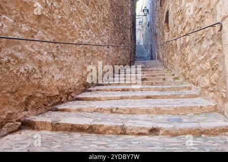 Sant Llorenc Straße - Carrer de Sant Llorenc - im jüdischen Viertel El Call, Girona, Spanien Stockfoto