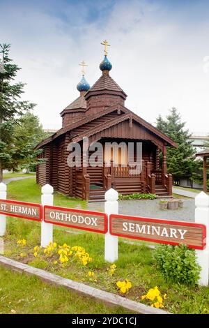 St. Herman orthodoxe Seminar, Kodiak Insel, Alaska, Vereinigte Staaten von Amerika Stockfoto