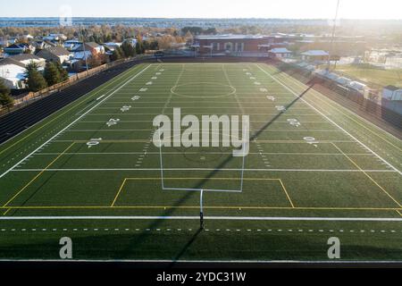 Aerial View of Empty Football Field and Surrounding Area Stockfoto