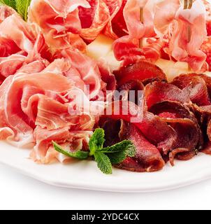 Verschiedene Fleischgerichte - Schinken, Wurst, Salami, parma, Prosciutto Stockfoto