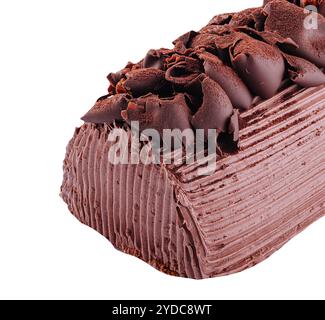 Schokoladenkuchenrolle mit Kakaofüllung Stockfoto