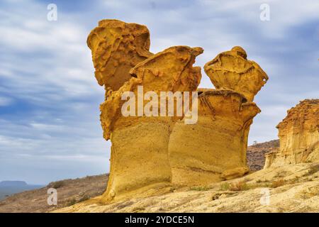 Blick auf die erosionen von Bolnuevo, Las Gredas, Mazarron. Murcia, Spanien Stockfoto