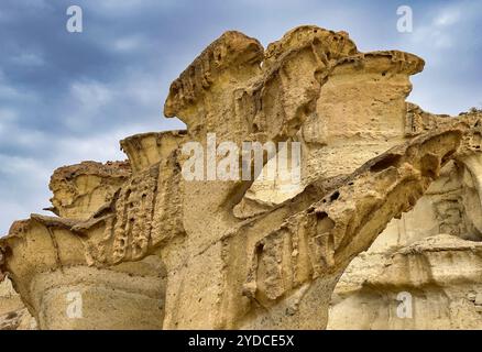 Blick auf die erosionen von Bolnuevo, Las Gredas, Mazarron. Murcia, Spanien Stockfoto