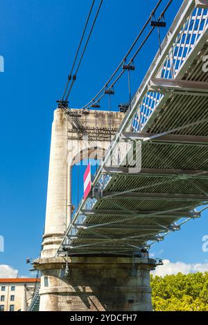 Alte Passerelle du College-Brücke über die Rhone in Lyon, Frankreich Stockfoto