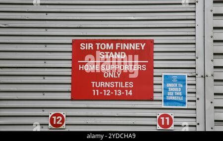 Der Stand von Sir Tom Finney im Preston North End Football Club, Deepdale, Preston, Lancashire, Vereinigtes Königreich, Europa. Stockfoto