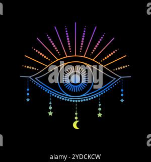 All Sehen Eye im linearen Stil mit Farbverläufen Stock Vektor