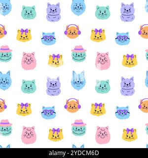 Nahtloses Muster mit Katzen-Gesichtern Stock Vektor